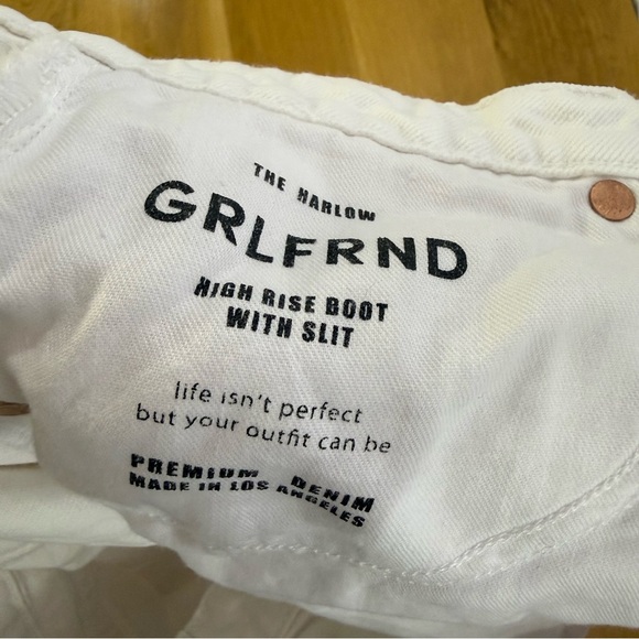 GRLFRND Jeans The Harlow High Rise Bootcut Slit Hem white denim Size 27 / 4 - Picture 2 of 15